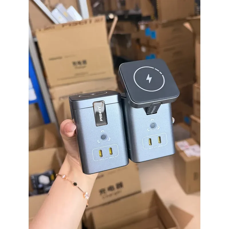 for Pinsheng 45W Desktop Charging Station Three in One Wireless Charger with Dual C Fast Charging Port
