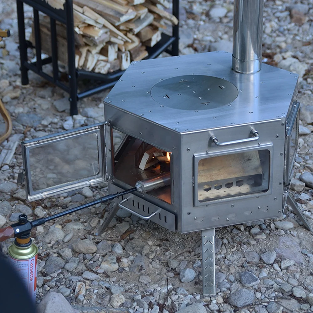 Camping Backpack Lightweight Portable Hexagonal Wood Stove for Picnic