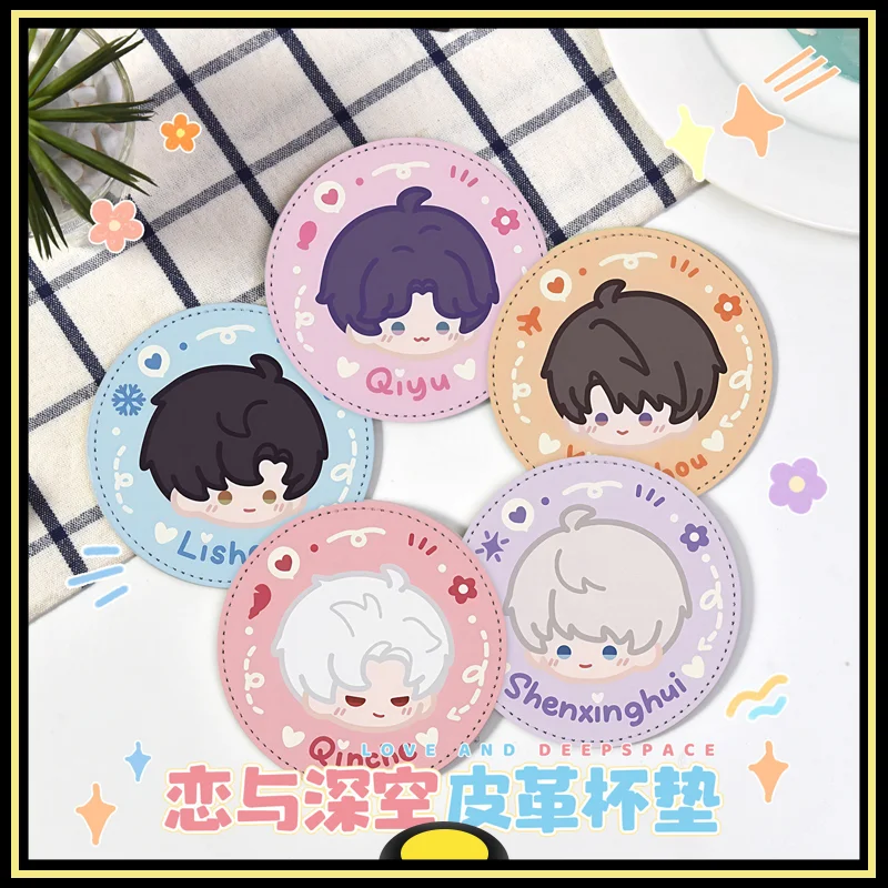

Love and Deepspace Peripheral Products Xavier Zayne Rafayel Sylus Caleb Cute Insulated Leather Coaster and Dining Mat Original