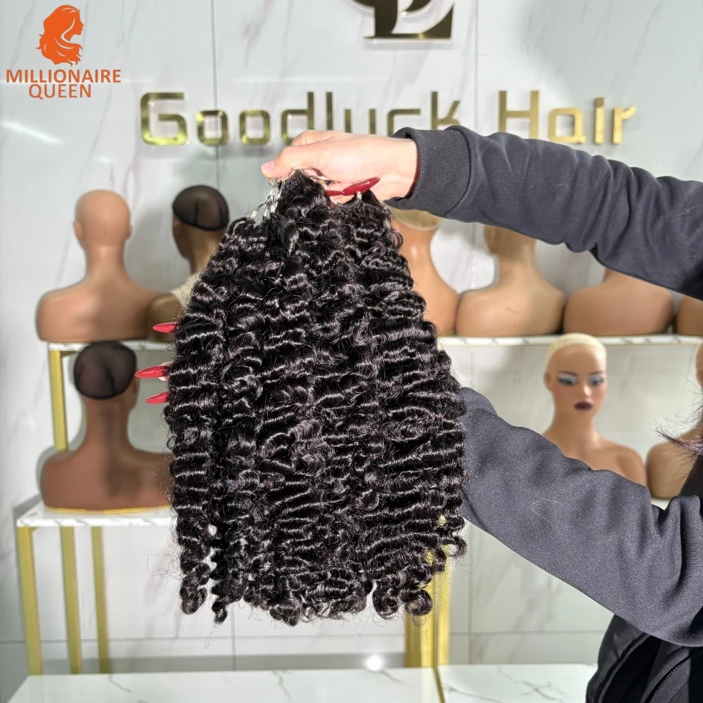 15A موجة عميقة Knotless قبل فصل الكروشيه وصلات شعر ريشة وصلات شعر خط 100% شعر الإنسان المليونير الملكة