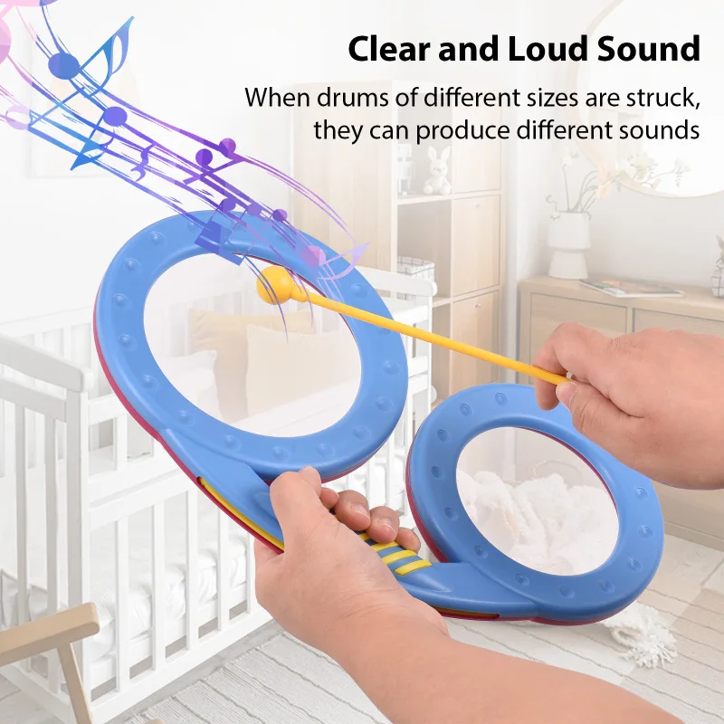 Glasses Drum Clapping Drum Orff Musical Instrument Special-shaped Drum Percussion Instrument 2 Color Double-sided Drum for Gifts