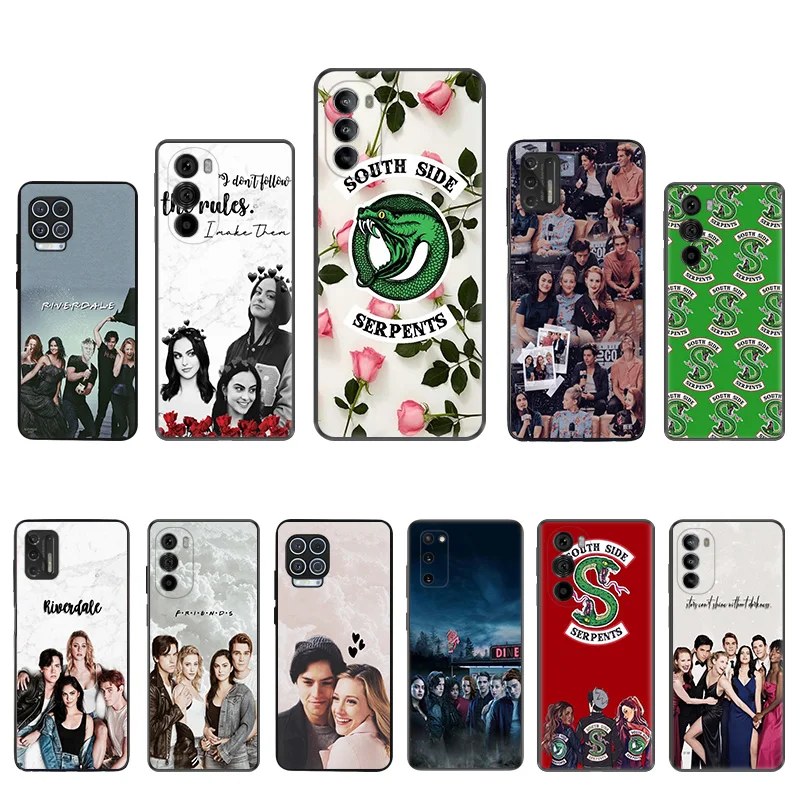 Black Soft Phone Case for Motorola G32 G50 G51 5G G60 G71 G22 G52 G72 G53 G73 G60S Moto G9 Plus Riverdale Serpents Cover