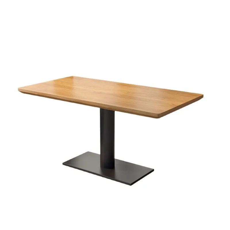 

Milk tea shop casual four-person table restaurant log dining table and chair combination