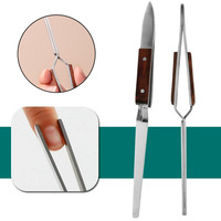 Nail Shaping Tweezers Nail Art Fixing Clips Reverse Contrast Tweezers Stainless Steel Wooden Handle Tips Clips Manicure Tools