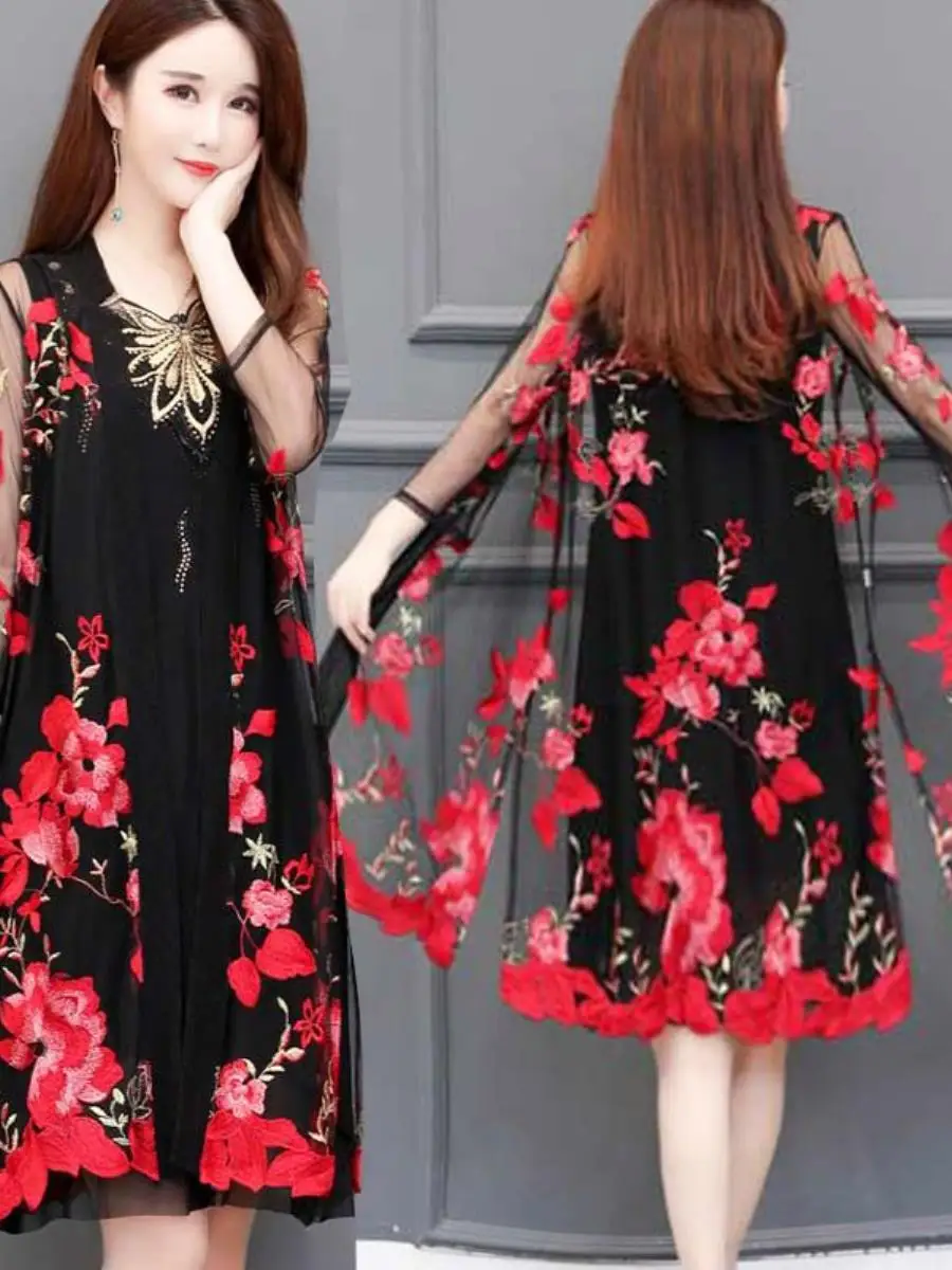 

Summer 2024 Women's plus Size Long Knee-Length Printed Open Cardigan Lightweight Outerwear awl Coat Casual Sle Stand Fit