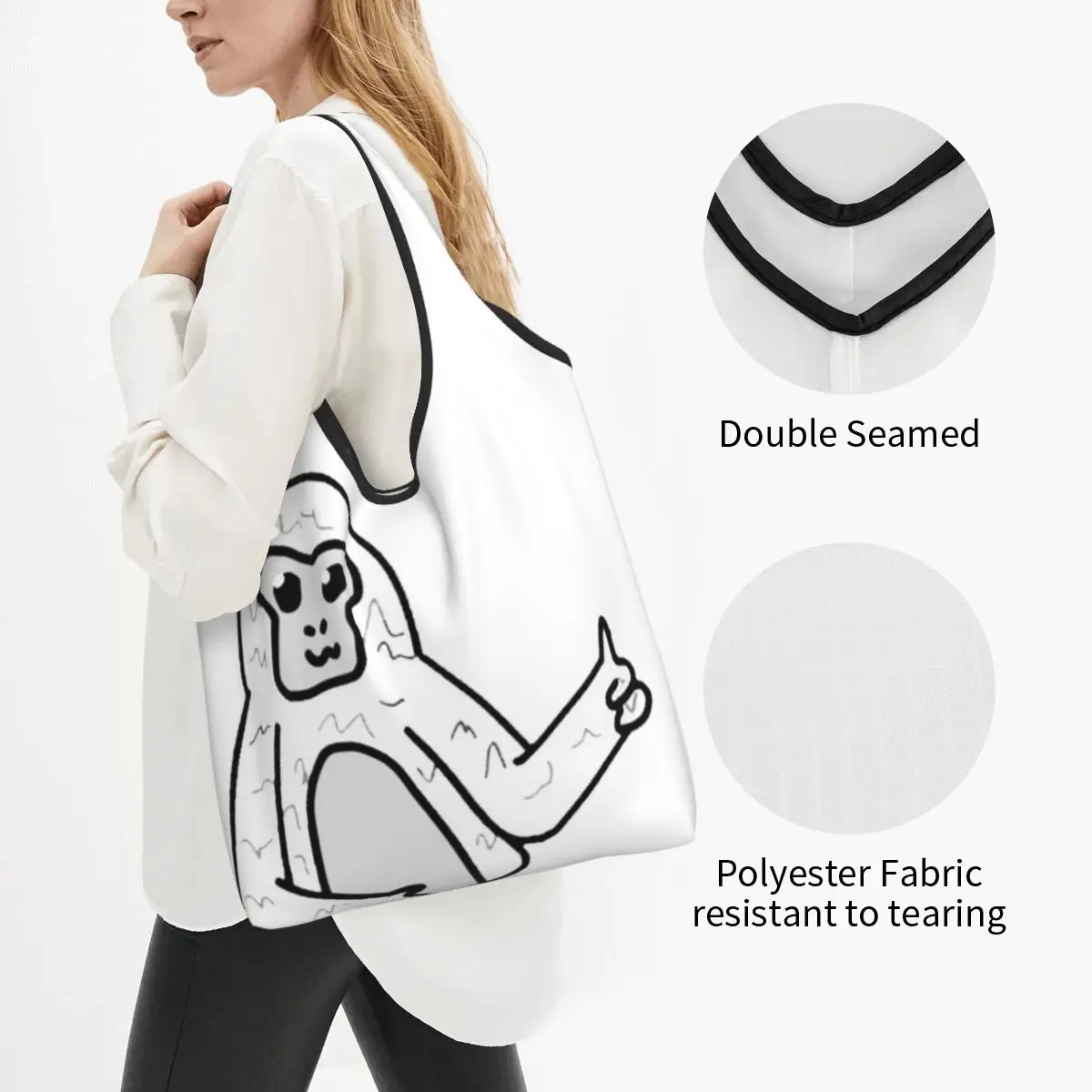 Gorilla Tag Pfp Maker Logo Portable Tote Shopping Bags Large Capacity Shopper Bag Grocery Handbag Shoulder Bag