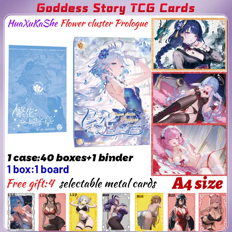 

2025 Newest HuaXuKaShe Flower Cluster Prologue A4 Board Waifu Anime Rare Hobby Collection ACG Girls Booster Box Hobbies Gifts