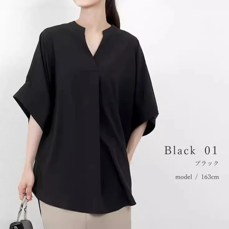 Летние модные женские повседневные однотонные свободные шифоновые рубашки с v-образным вырезом и короткими рукавами в японском корейском стиле, женская одежда