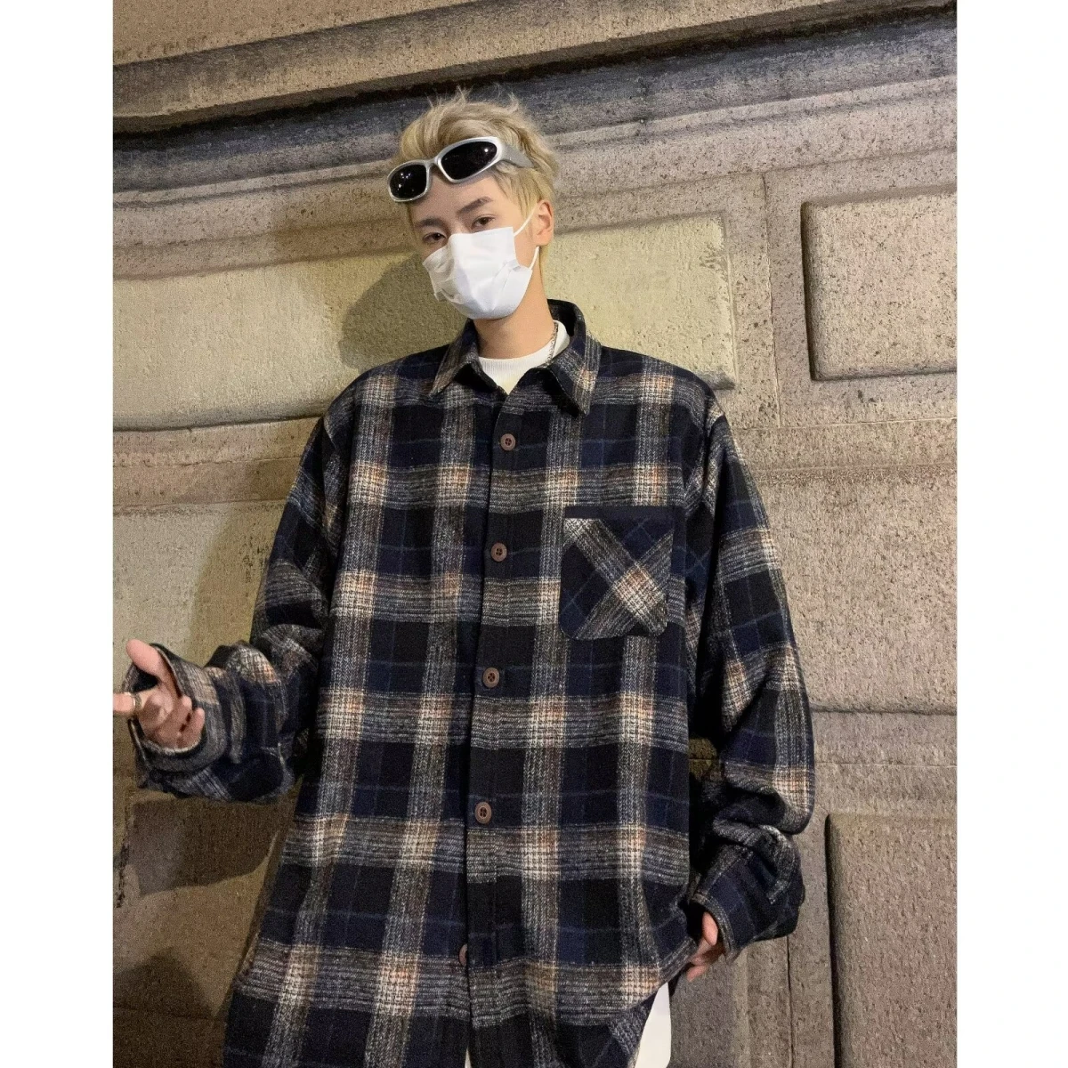 

Мужская винтажная куртка-рубашка в клетку American Sle, молодежный тренд, полиэстер, C276