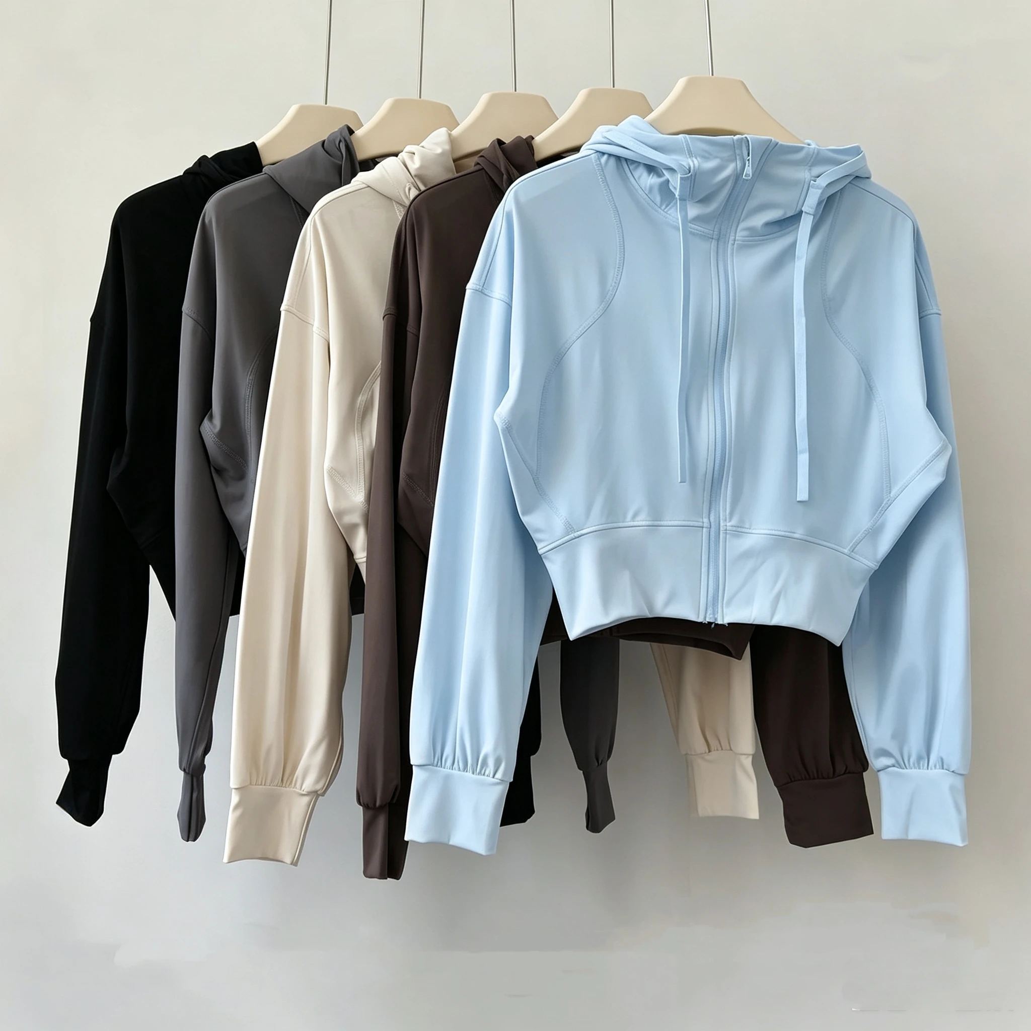 Yoga Clothing Long-sleeved Tops Coat Shirts Women's Pilates Training Clothing Slim Fit Hooded Loose Casual Short Sports Jacket