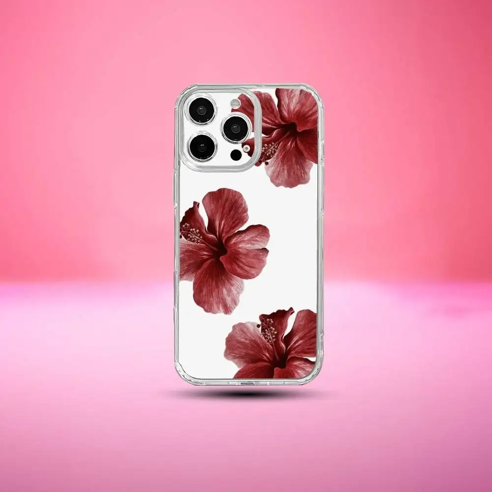 Flores lírio hibiscue beleza caso de telefone para iphone17,16,15,14,13,12,11 plus, pro max, capa transparente de silicone macio