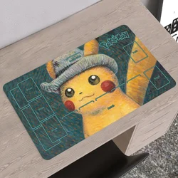 Anime Pokemon PTCG Play Mat The Starry Night Style Eevee Snorlax Pikachu Figure Games Mat Duel Plate Rubber Card Mat Mouse Pad