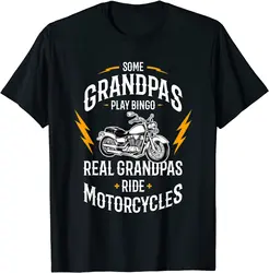 Mens Some Grandpas Play Bingo Real Grandpas Ride Motorcycles T-Shirt Funky Men's Tees Personalized Tshirts Cotton Casual