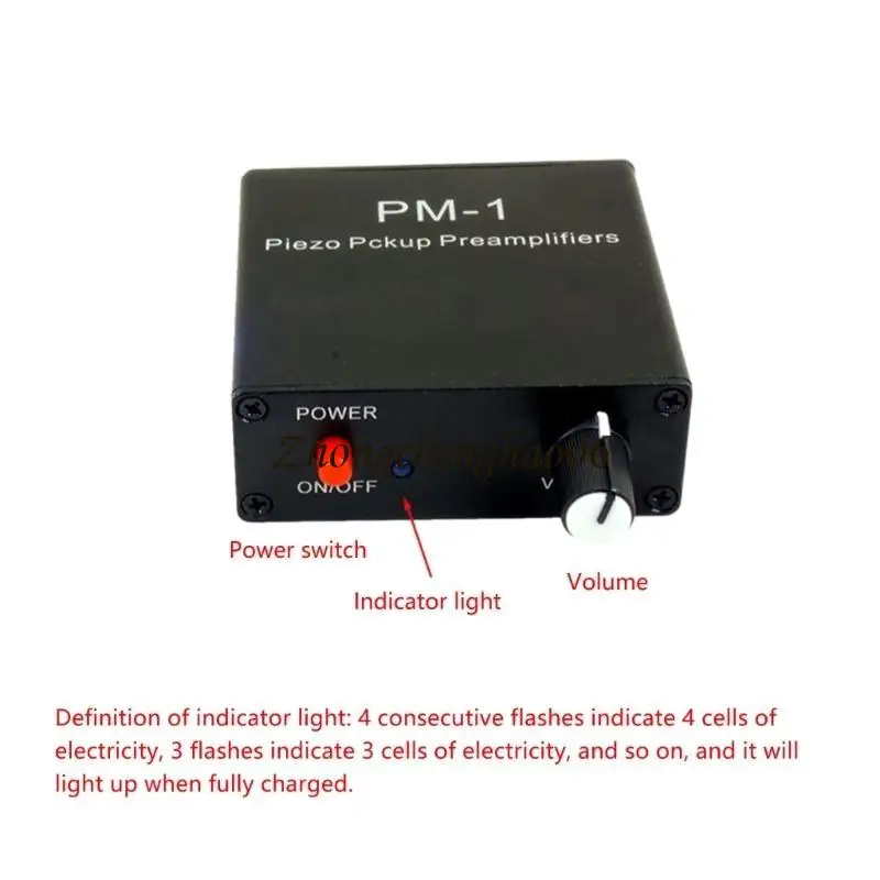 Piezo Pickup Preamplifier with Long Battery Service and Metal Housing Durability 601F
