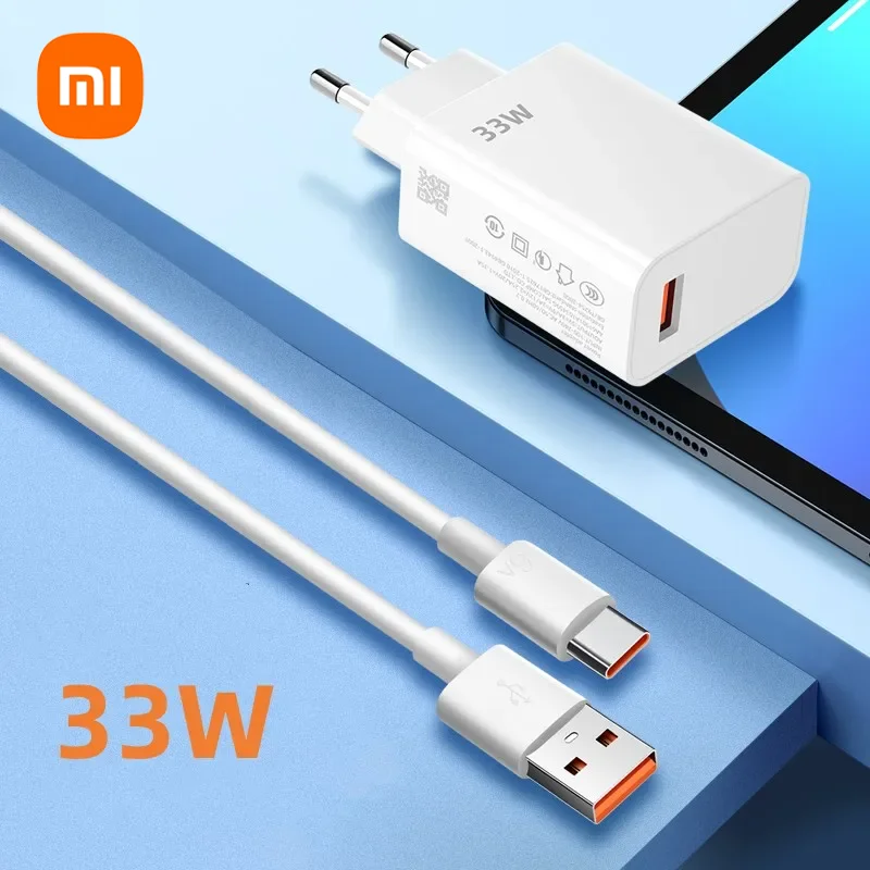 

USB-зарядное устройство Xiaomi 33 Вт, комплект зарядного устройства для быстрой зарядки, адаптер для мобильного телефона Mi Redmi Note 13 12 11 Poco, вилка для быстрой зарядки телефона
