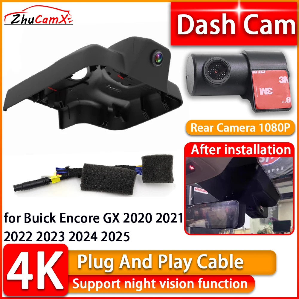 UHD Wiifi 4K Dash Cam for Buick Encore GX 2020 2021 2022 2023 2024 2025 DVR Front Rear Car Camera Plug and Play Video Recorder