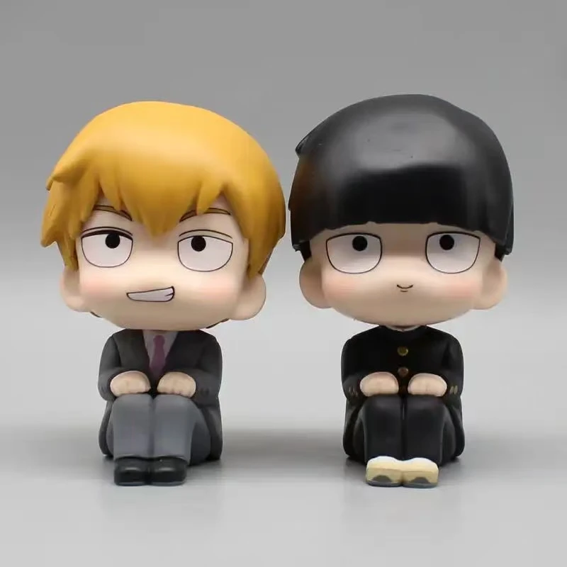 

9cm Anime Mob Psycho 100 Figures Gk Reigen Arataka Q Edition Kawaii Sitting Palm Model Doll Ornaments Collectible Toys Gift