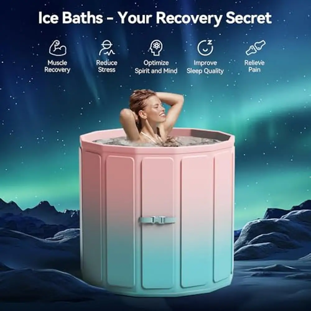 Foldable Ice Bath Tub Large Size 77 Gal Muscle Recovery Outdoors Gyms Quick Opening Portable Cold Water Therapy No Installation