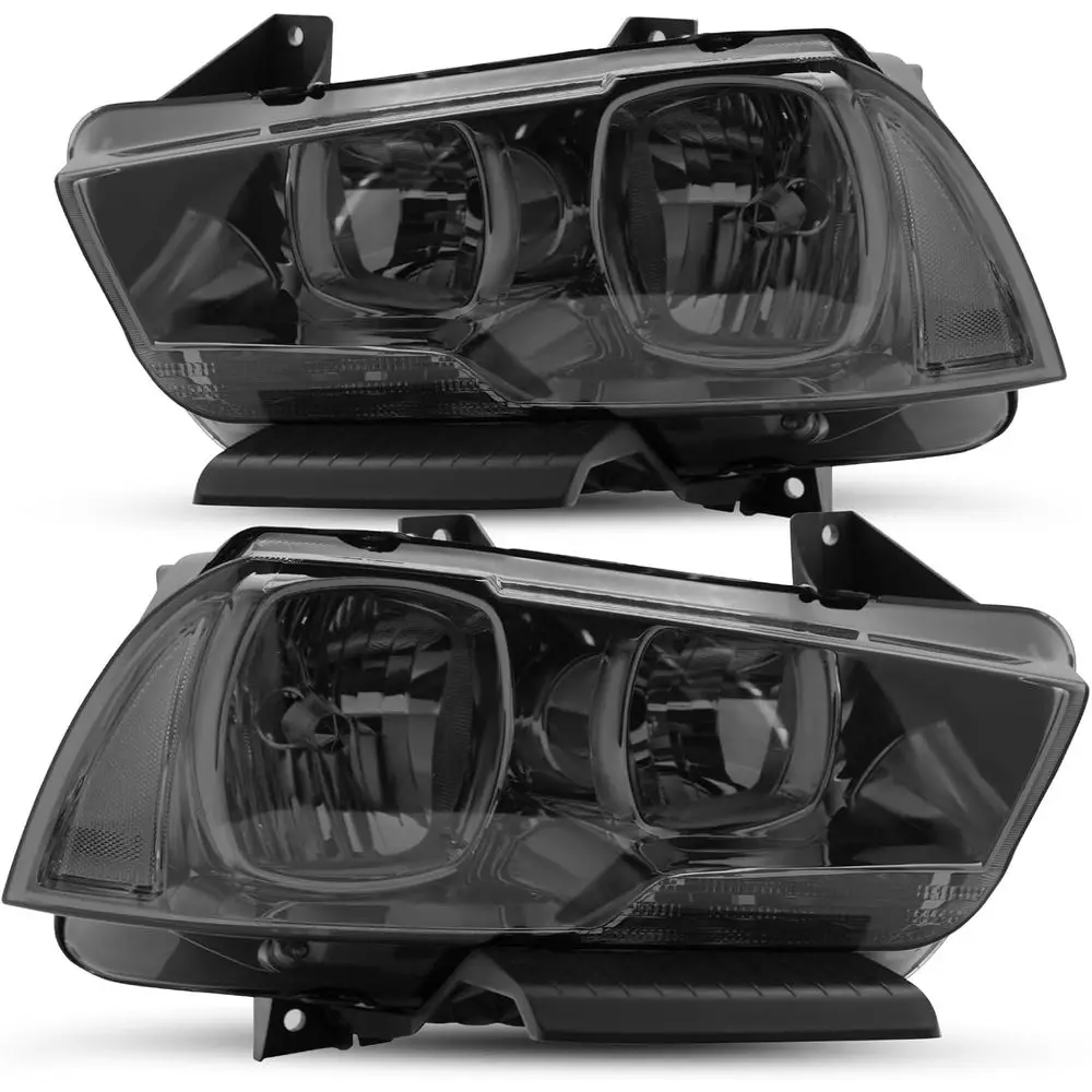 

Halogen Headlight Black Smoke Assembly Replacement for 2011-2014 Dodge Charger R/T SE SRT8 Headlamp Driver and Passenger Side Cl