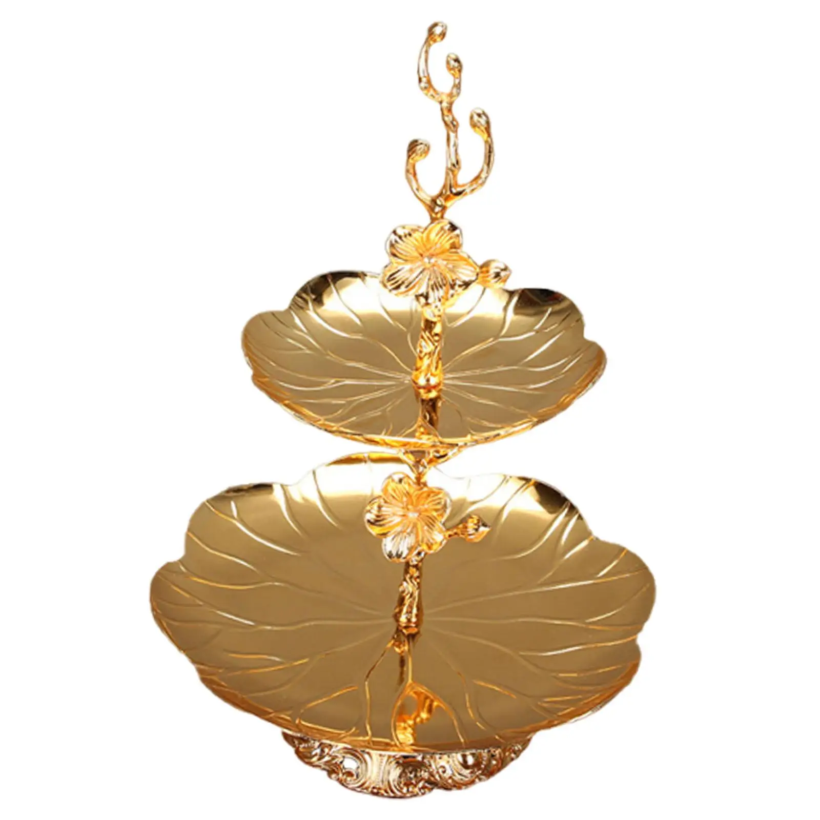 Two Layer Fruit Tray Gold Decorative Tray for Table Center Sweet Table Accessories for Events Living Room and Restaurant