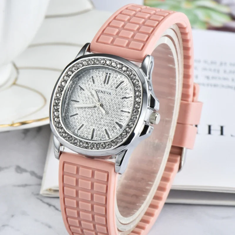New Case Top Quality Women's Watch Business Square Zircon for Women Men Dial Leather Wrist Watch Reloj De Mujer