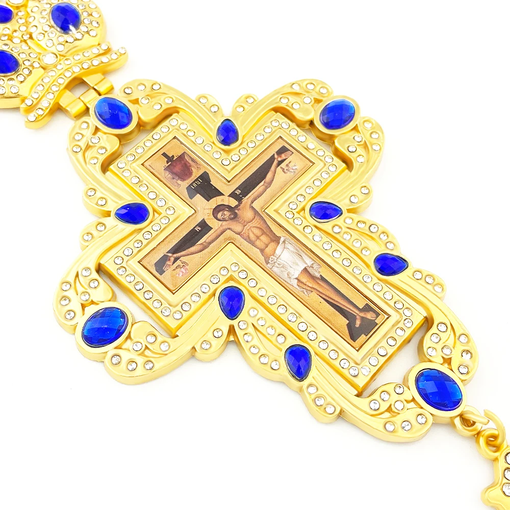 Brustkreuz Orthodoxe Jesus-Halskette Katholisches Kruzifix Brustkreuz Goldanhänger Kreuzkette Religiöser Schmuck крест кулон – Detail 2