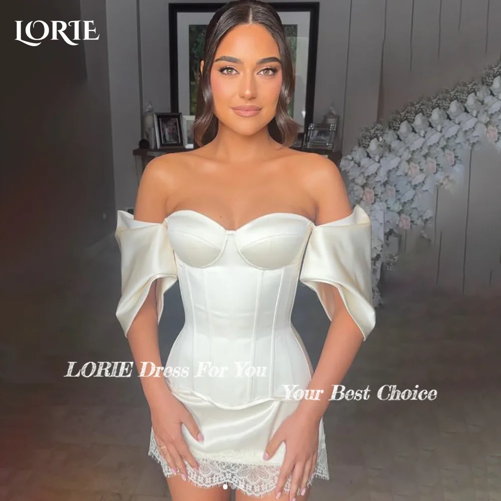 LORIE Vintage Short Wedding Dress Off Shoulder Backless Sexy Sweetheart Corset Mini Bridal Gown Princess Bride Gowns Customized