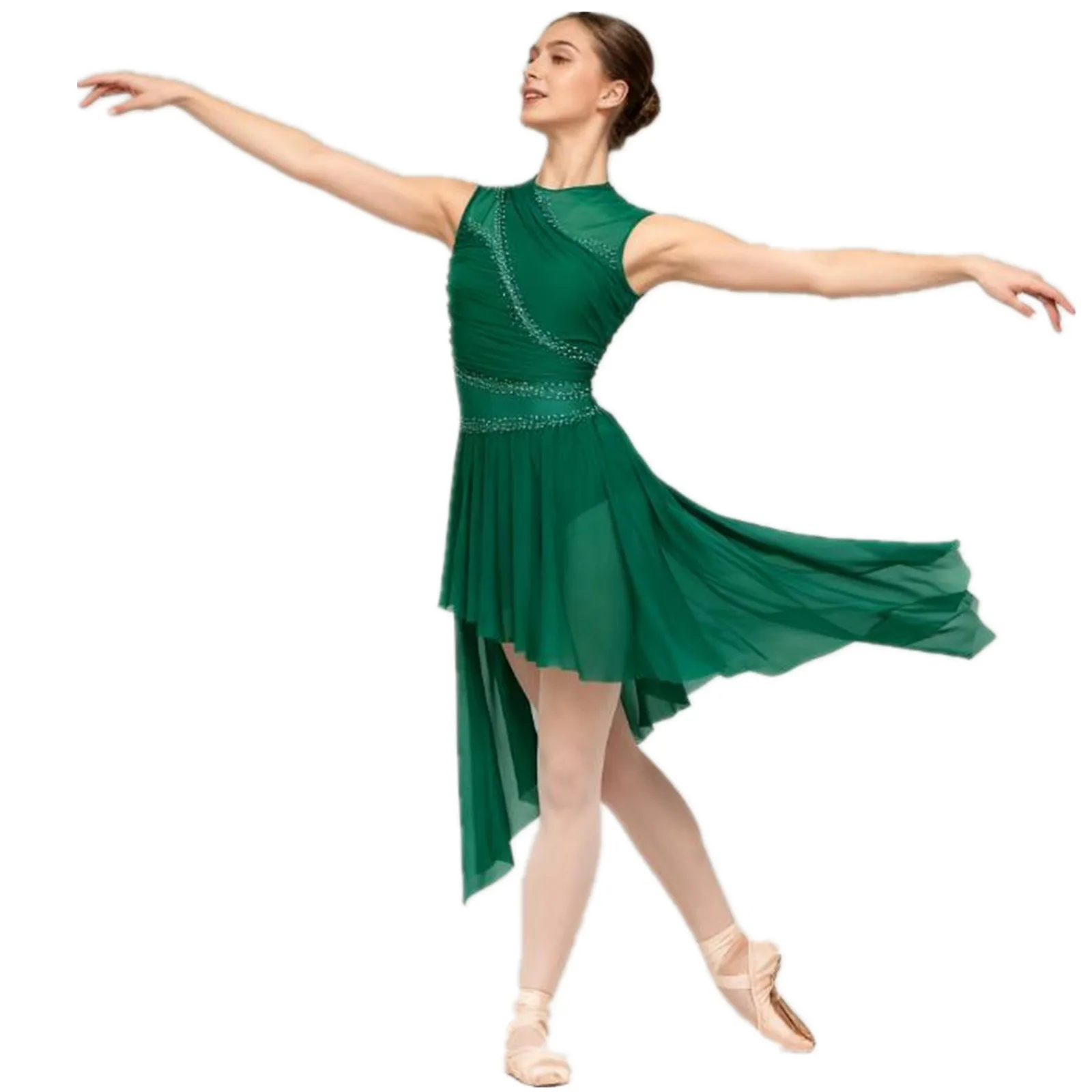 여성용 반짝이는 발레 저지 리리컬 컨템포러리 댄스 레오타드 드레스 체조 예술 피겨 스케이팅 의상 타이트 점프수트