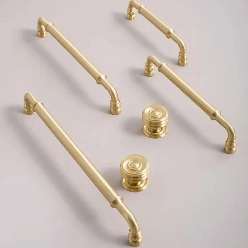 

Gold Handle Solid Brass Cabinet Handle Sleek Bathroom Furniture Hardware Kitchen Handle Dressers Wardrobe Cabinet Drawer Knobs