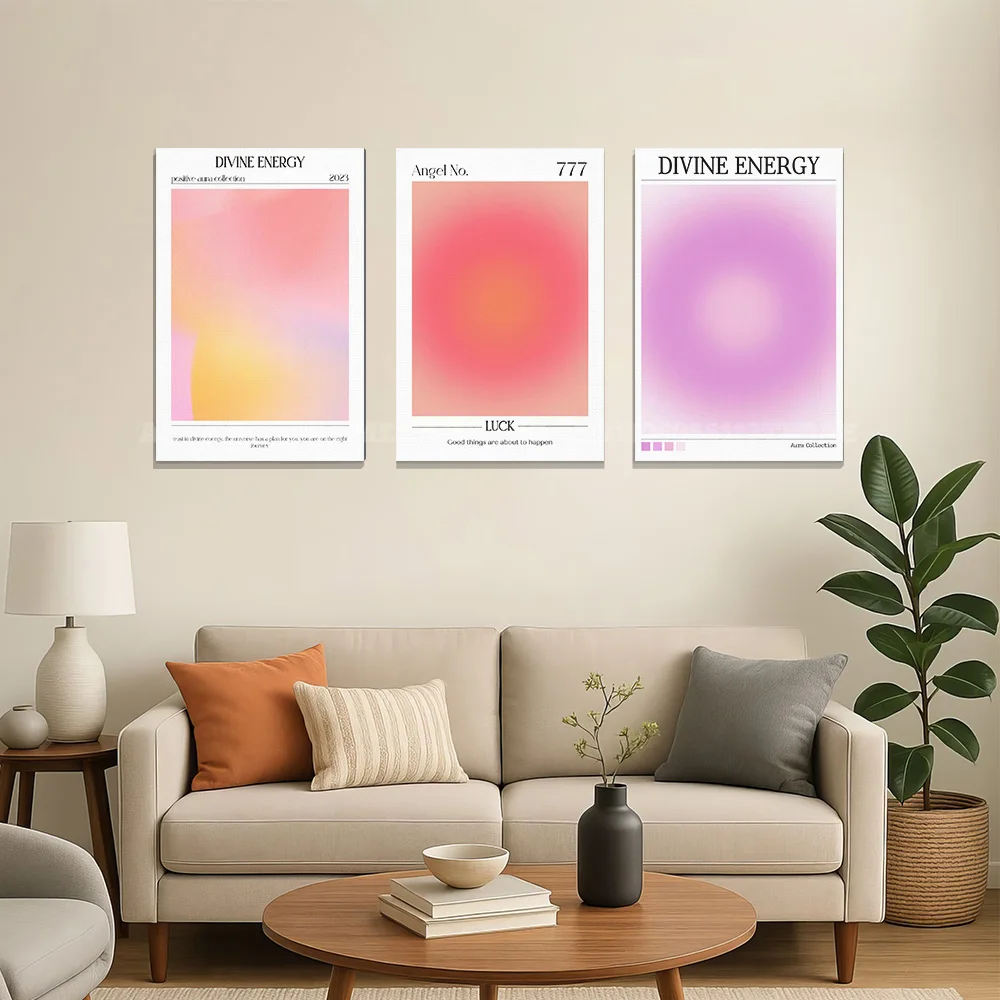 Y2K Aesthetic Canvas Poster Inspirational Wall Art Angel Number Affirmation Gradient Print Modern Bedroom Home Decor Gift