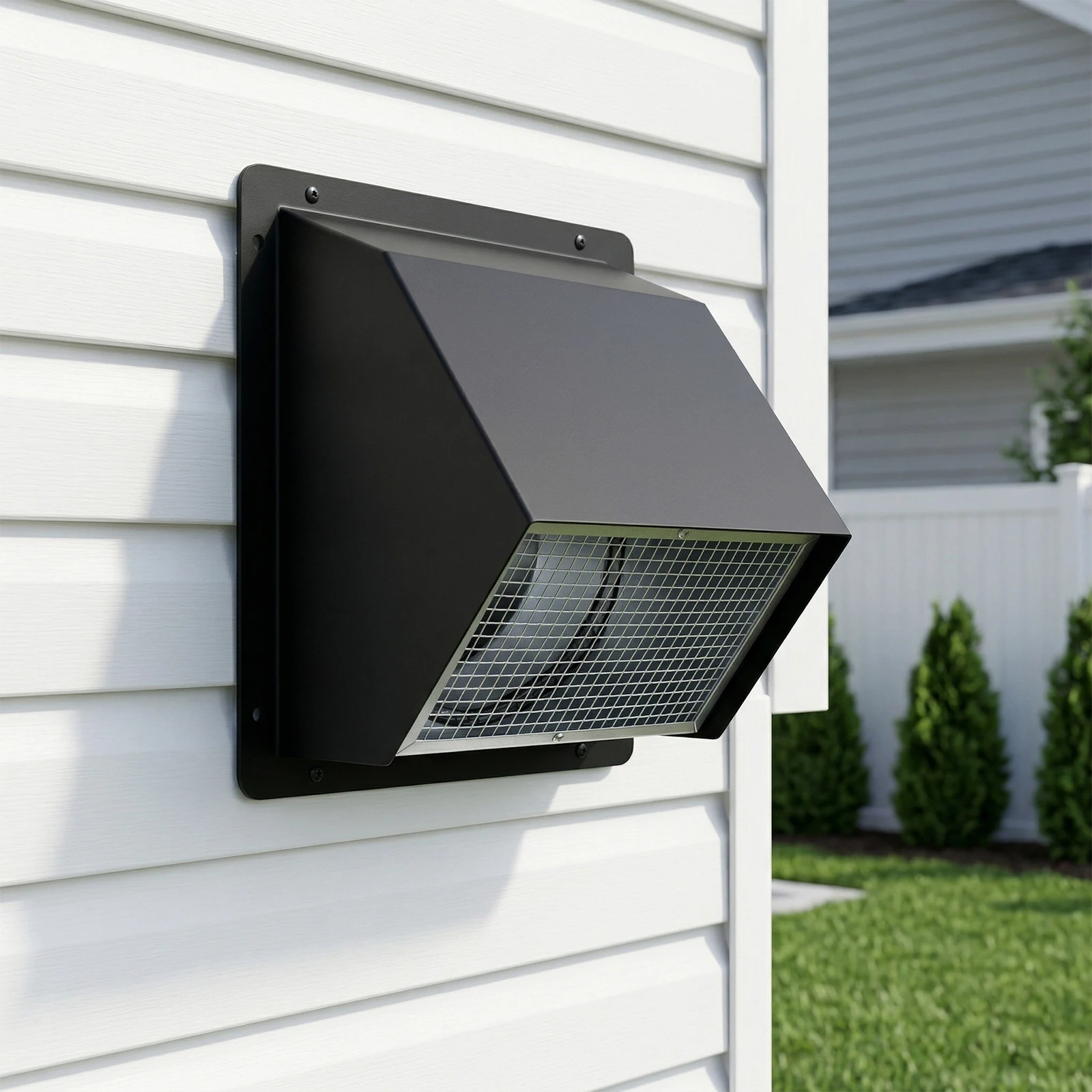 

8 Inch Dryer Vent Cover Outside with Screen and Damper Wall Vent Cover Cap Exterior Air Exhaust for Residential Housing Kitchen HVAC Duct (Black)