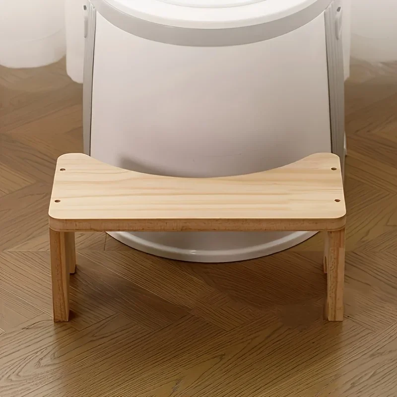 Heavy-Duty Portable Wooden Toilet Stool for Adults with Sturdy Support Beam Wide Base - Lightweight Potty Training Aid