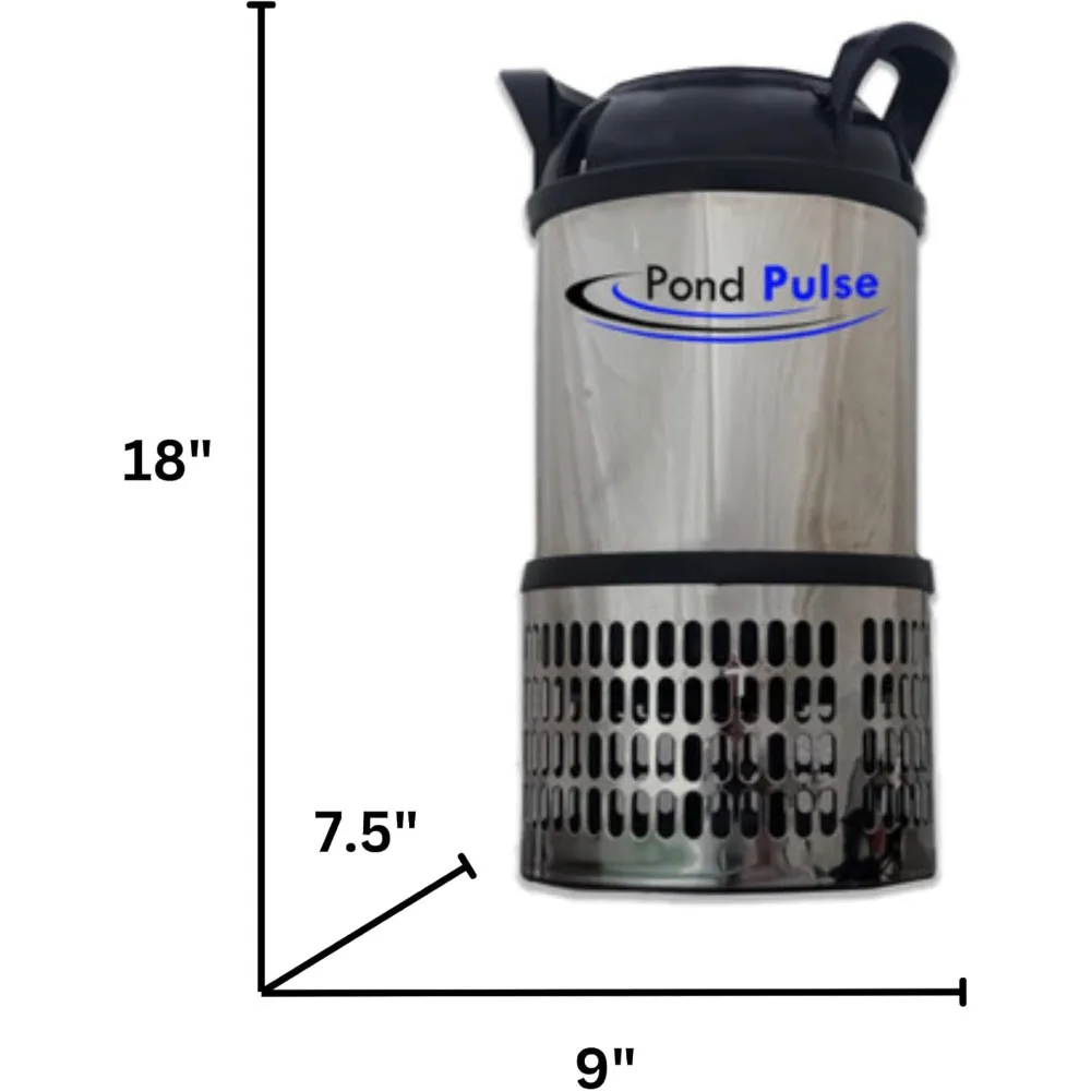 Pond Pulse 15,000 GPH Hybrid Drive Submersible Pump for Ponds, Water Gardens and Pond Free Waterfalls w/ 30' Power Cord - PP