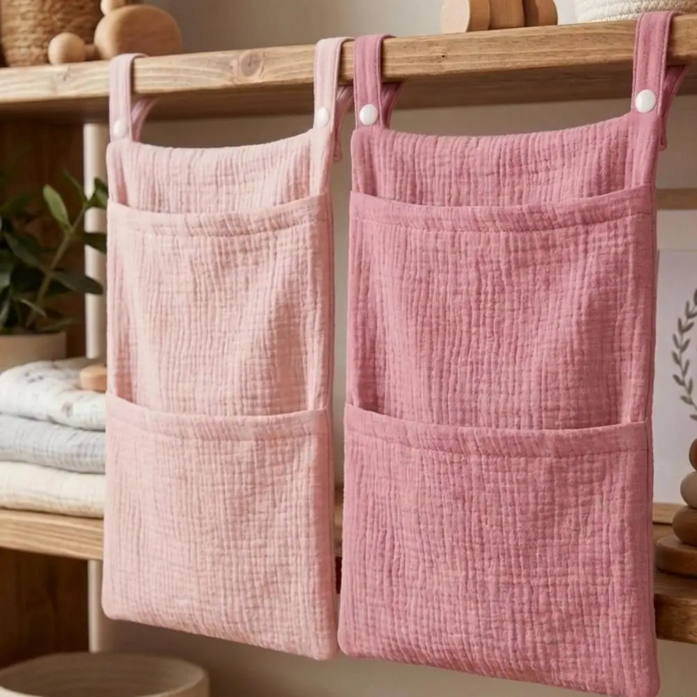 Pure Cotton Baby Crib Hanging Bag Multifunctional Newborn Supplies Storage Bag for Stroller New Pure Cotton Baby Hanging Bag