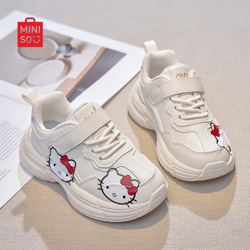 

Детские белые кроссовки 2025 года, кожаные туфли на липучке с героями мультфильмов для школьной и повседневной одежды для девочек