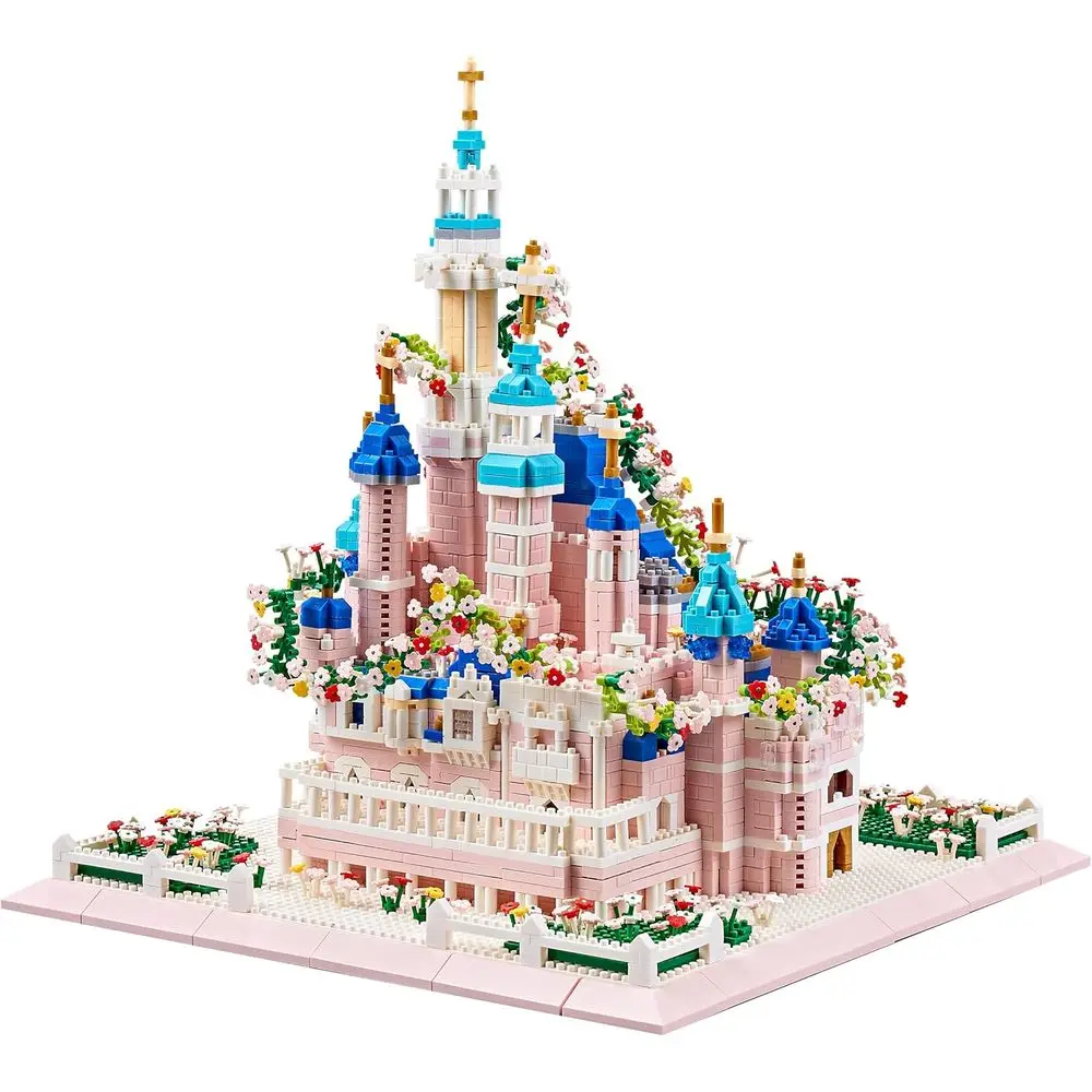 Kit de construction de château architectural sur le thème de la fleur : ensemble de plus de 4000 pièces pour adolescents et adultes - Édition améliorée