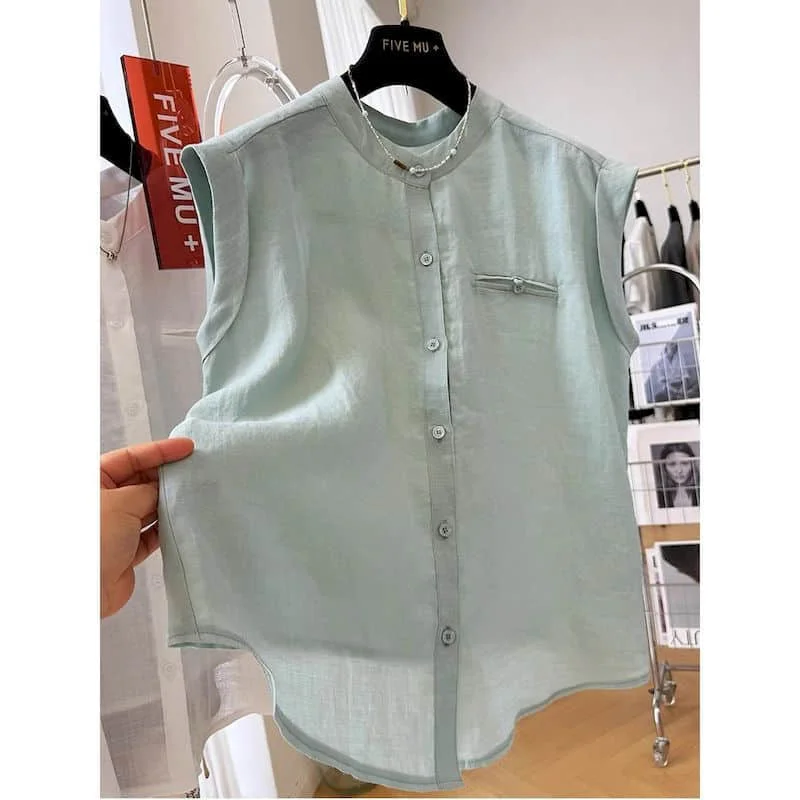 Crop Tank Tops Well-designed O-neck Casual Korean Style Vests Aesthetic Single-breasted Shirts 2026 Summer Wear Women Clothing