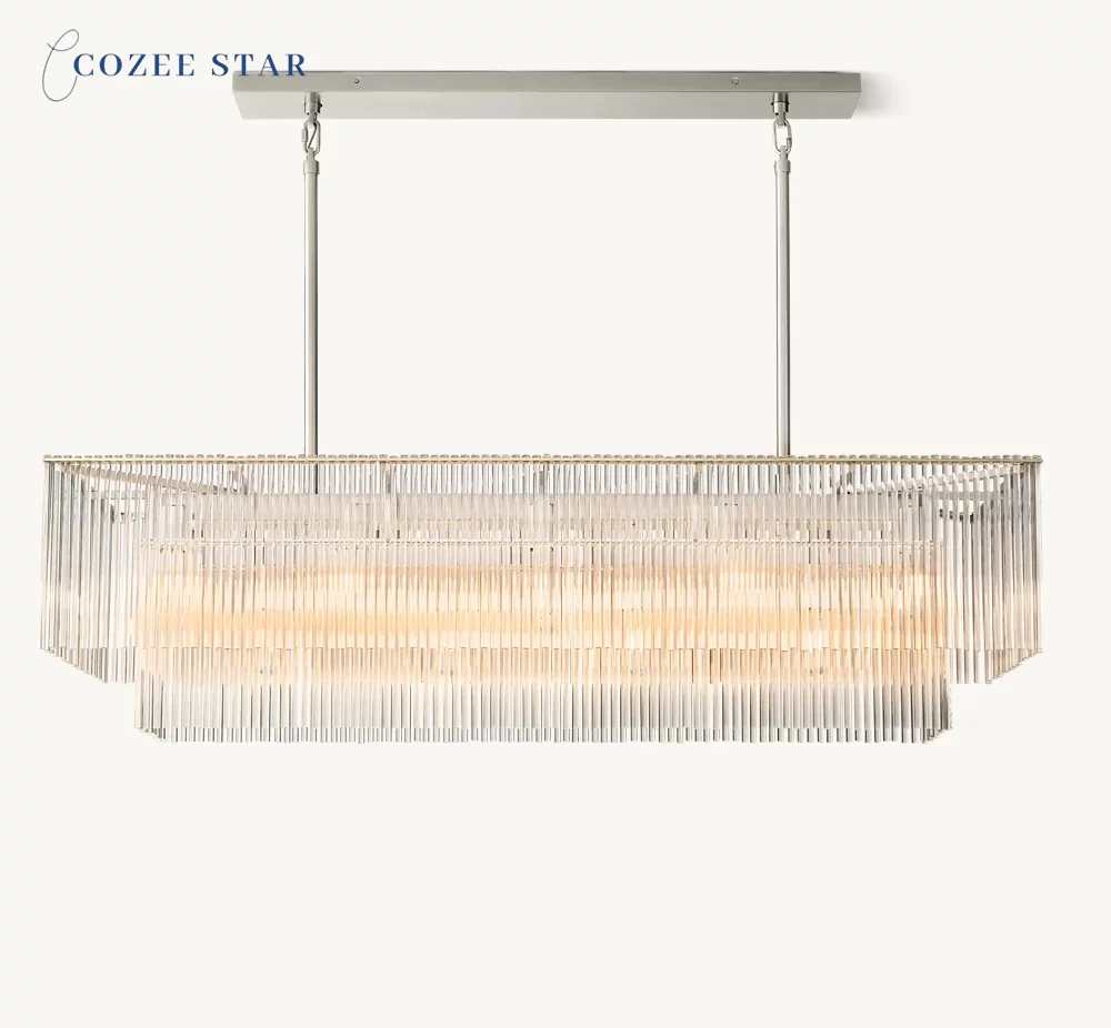 Modern Crystal Chandeliers LED Amadeo Rectangular Chandeliers Decoration Dining Room Living Room Kitchen Island Pendant Lights