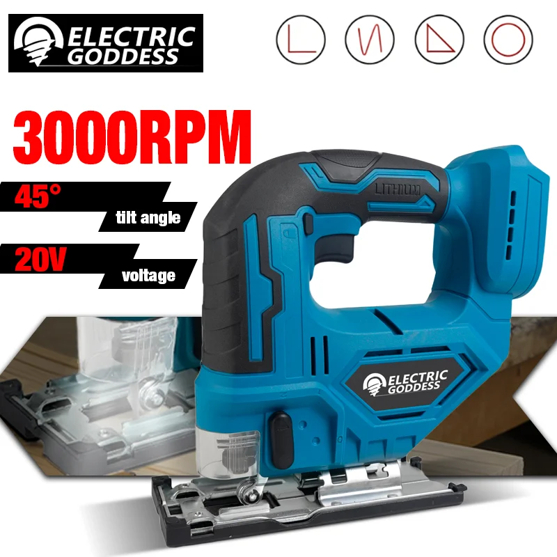 3000RPM Electric Jigsaw Cordless Handheld Multi-Function Woodworking Tools Wood Cutting Machines For Makita 18V Battery Pin