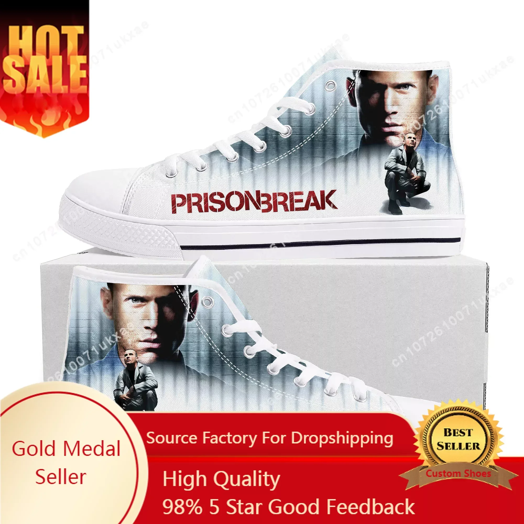 

Prison Break High Top Sneakers Mens Womens Teenager Canvas High Quality Sneaker Casual Custom Made Shoes Customize DIY Shoe