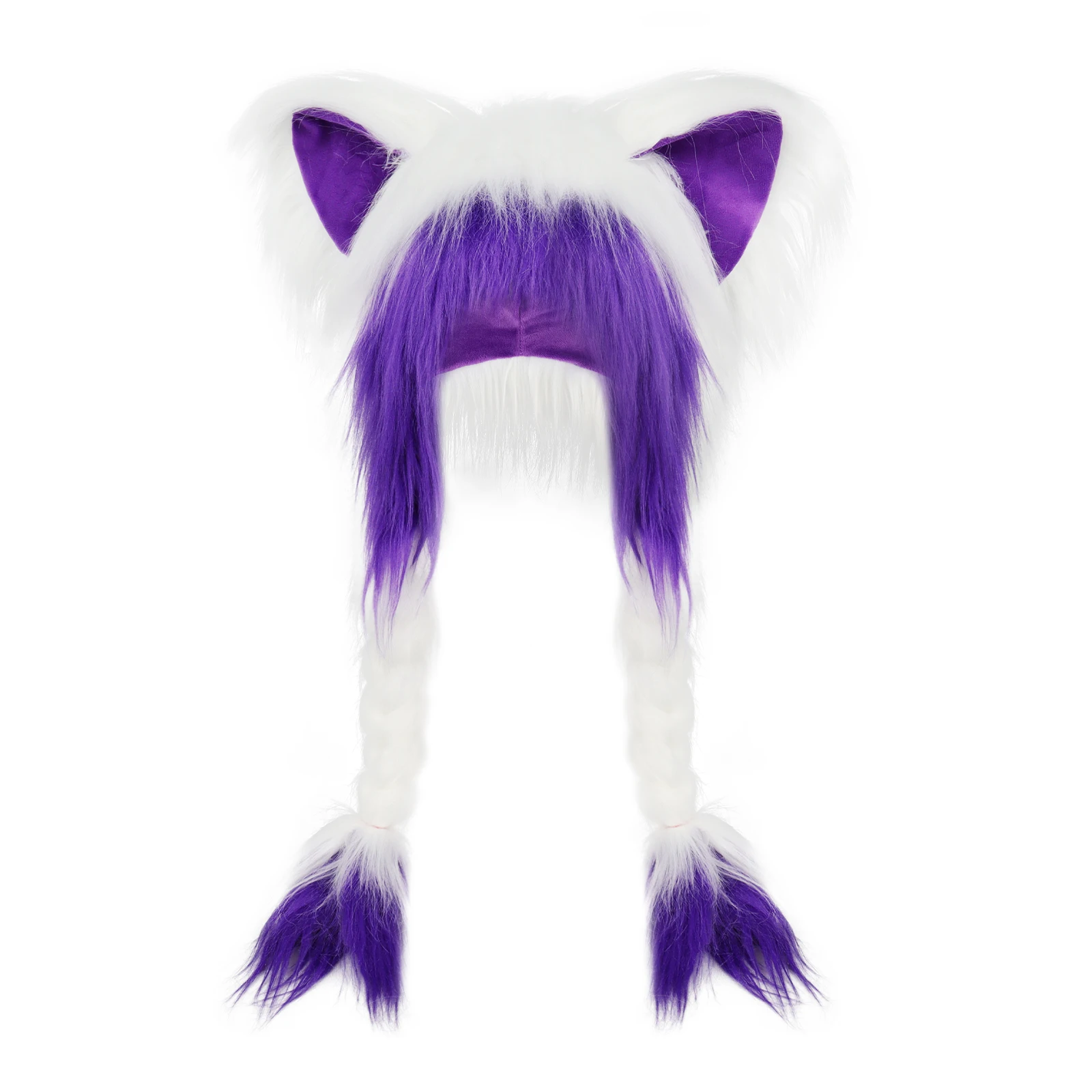 Handmade Fursuit Fur Cat Ears Headwear Plush Warm Hat Costume Party Head Accessories for Halloween