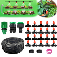 10M-30M Mist Irrigation Kits Plant Watering System, 1/4”Drip Tubing Hose and Two-Ways Connector, Locking Misters, DIY Automatic