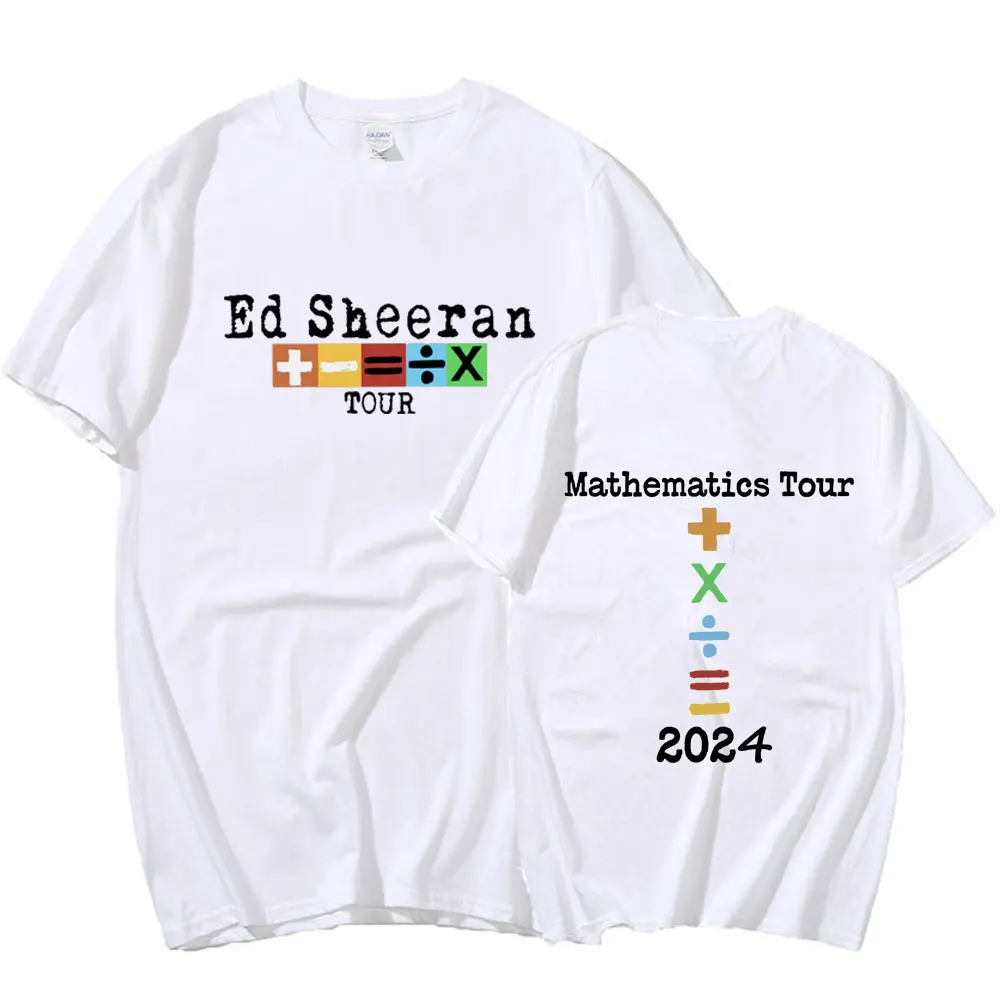 Ed Sheeran 2024 Concert Tour Mathematics T Shirt Fans Gift 100% Cotton Casual T-shirts Men's Vintage Hip Hop Tee Shirt Oversized