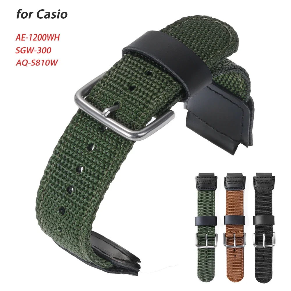 18mm Nylon Strap Sport Watchband for Casio AE-1200WH SGW-300 AQ-S810W High Quality Canvas Bracelet for Men Women Wristband