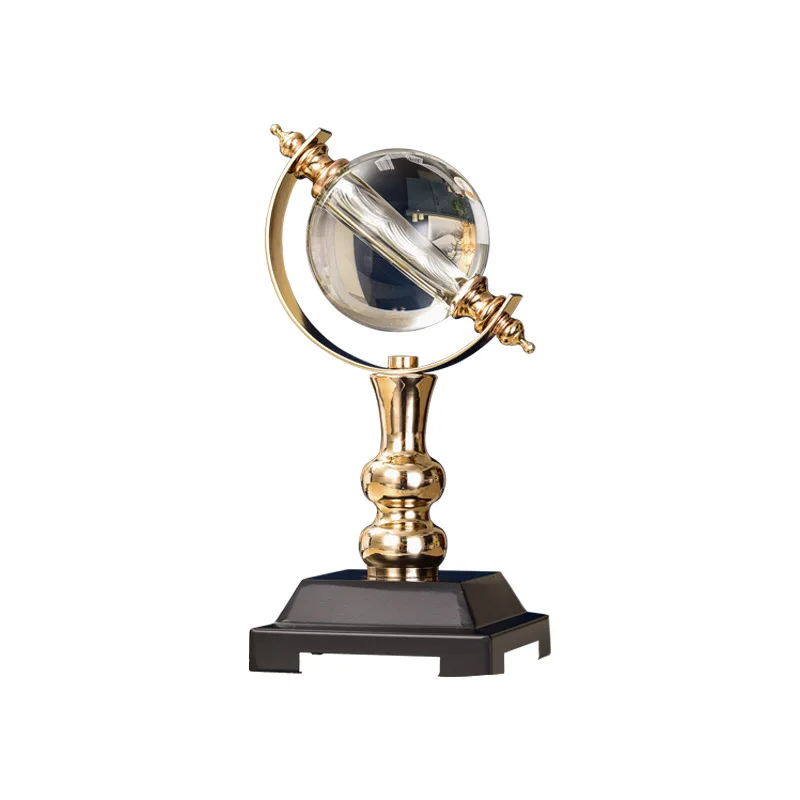 European Light Luxury Crystal Globe Decoration Home Living Room Metal Decoration