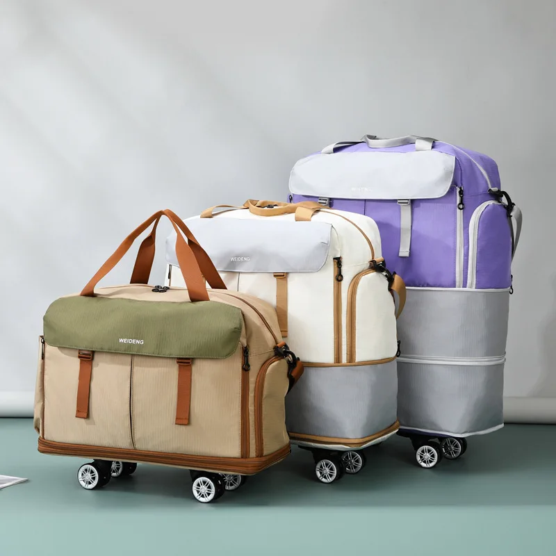 fashionable-travel-bag-with-universal-wheels-handheld-carry-on-suitcase-large-capacity-short-trip-luggage-polyester-material