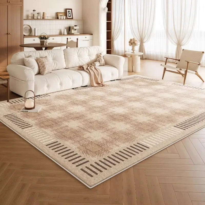 VIKAMA Nordic Style Geometric Living Room Rug Off White And Grey Diamond Pattern Design Bedroom Ins Style Home Decor Rug
