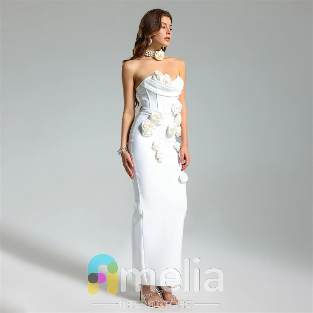 Amelia-Vestidos de noite femininos com flores 3D, elegantes vestidos de festa, vestidos formais longos para ocasiões especiais, Dubai, 2024