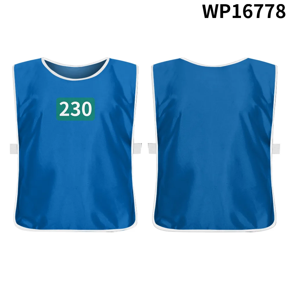 Calamari 게임 플레이어 코스프레 의상 001 456 230 Tracksuit Calamari 탱크 탑 성인 및 어린이 조끼 Hallowmas 의상