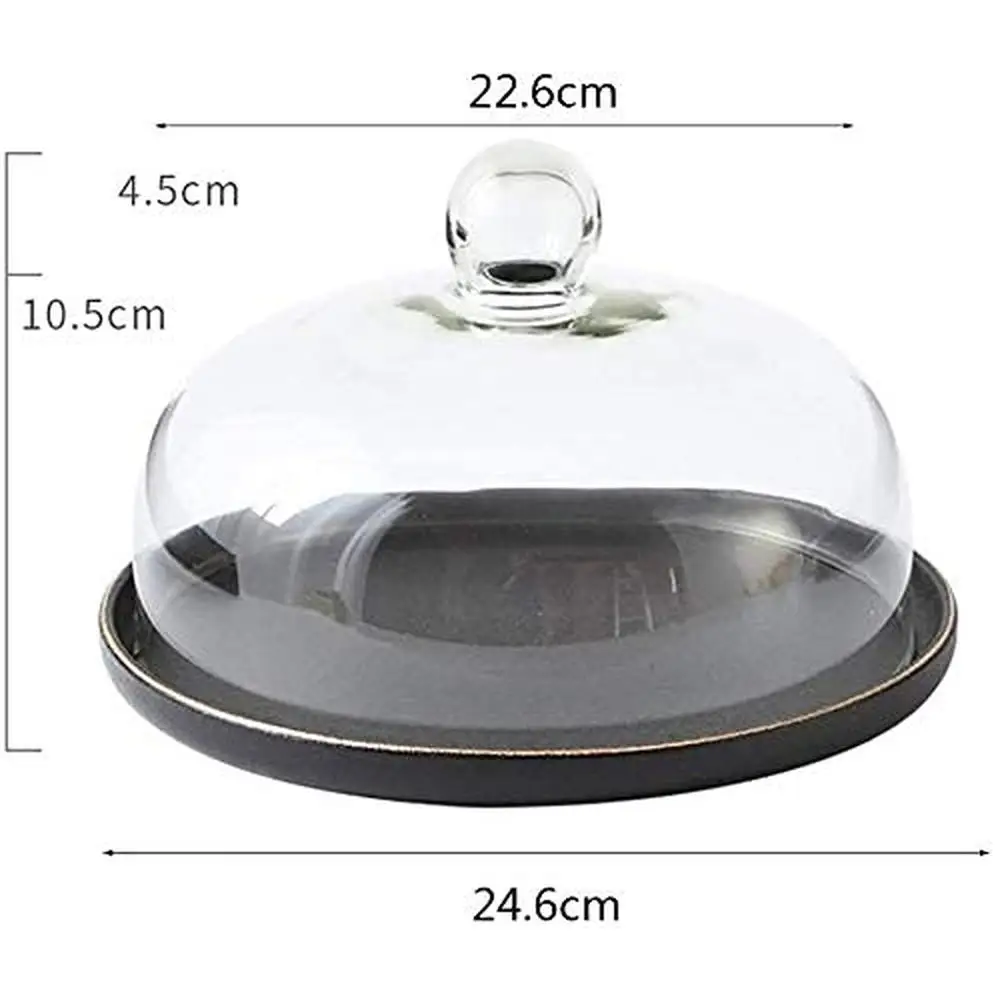 Multi-Purpose Cake Stand Glass Dome Dessert Display Tray Cheese Salad Dust Clear Transparent Stable Structure Easy Storage